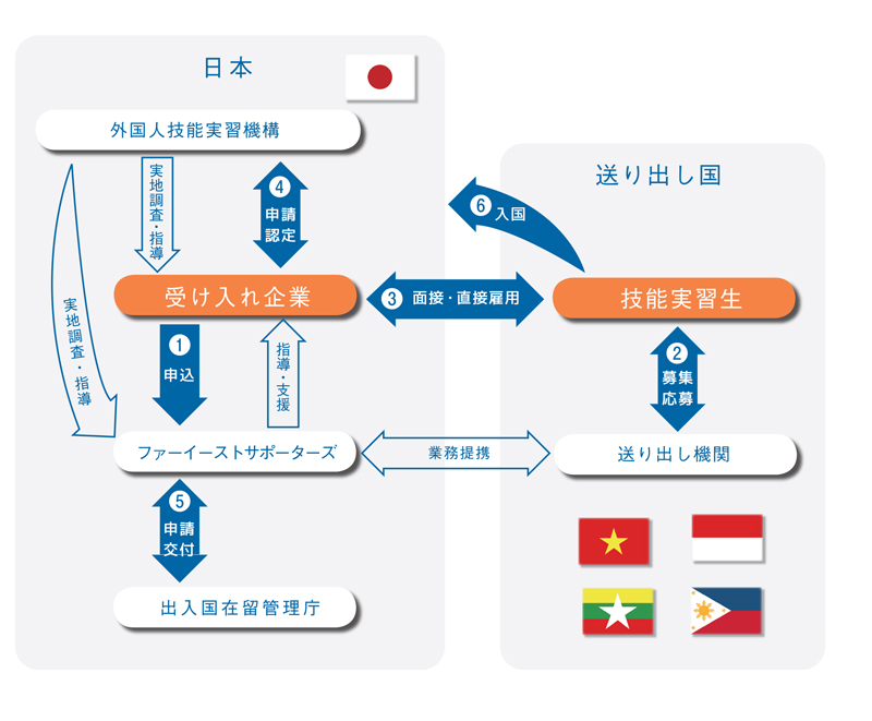 外国人技能実習制度の仕組みと流れ